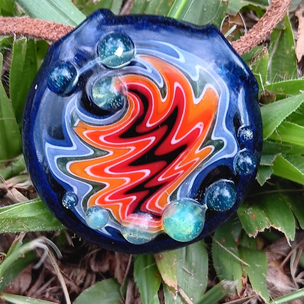 Hand Blown Glass Wigwag Pendant